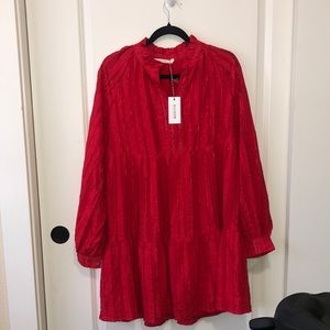 NWT Ellison Red Baby Doll Tiered Dress size L